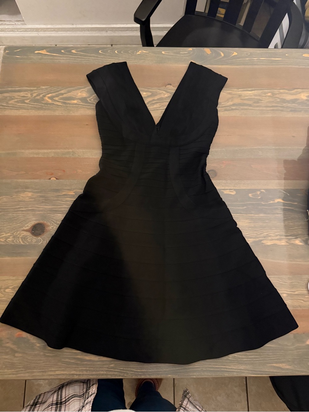 Herve Leger Black V-Neck Bandage Mini Dress